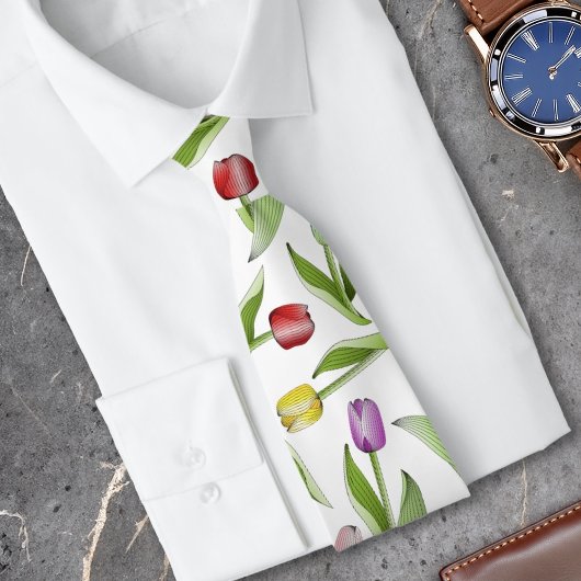 Cravate Tulipe Fleur Colorée Moderne