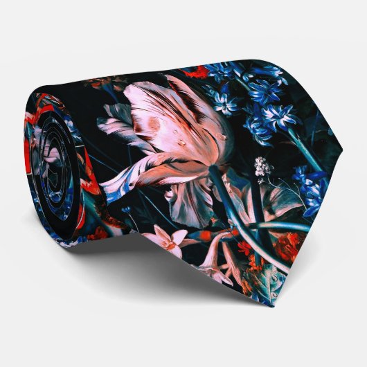 Cravate TULIPES BLANCHES ROSES FLEURS COLORÉES DANS Floral (Roulé)