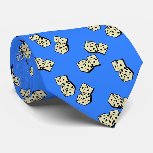 Cravate Tumbling Dice Gambling French Blue Two-sided (Roulé)