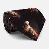 Cravate Turc Angora Chat Santa Claus Festif Noël (Roulé)