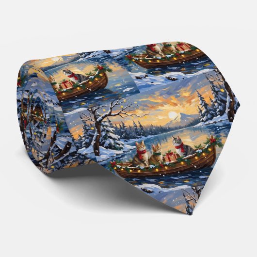 Cravate Turkish Angora Cat Christmas Boat Holiday (Roulé)