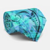 cravate turquoise Abstraite avec feuilles (Roulé)