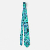 cravate turquoise Abstraite avec feuilles (Dos)