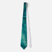 Cravate Turquoise acrylique pourrissant l'art liquide Abst (Devant)