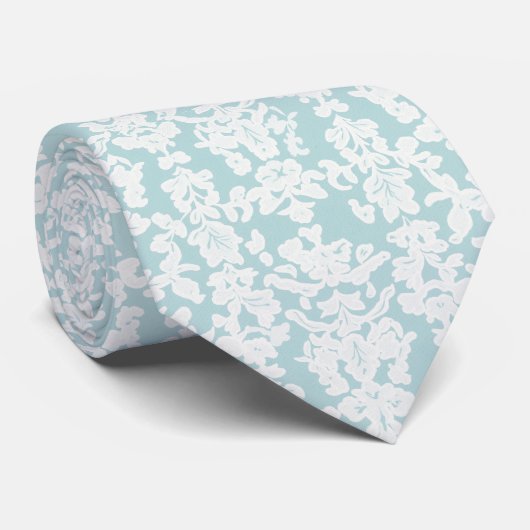 Cravate Turquoise blanc (Roulé)