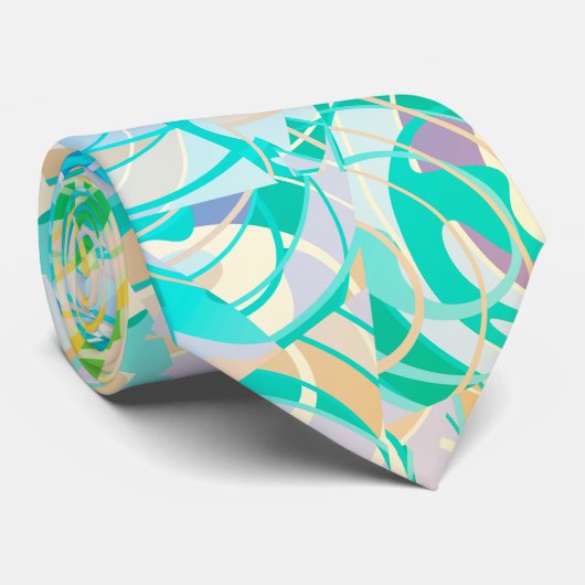 Cravate Turquoise, bleu coloré Abstrait (Roulé)