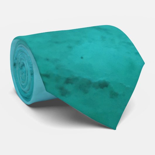 Cravate Turquoise Bleu Ombre Marbre Élégant Design (Roulé)