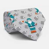 Cravate turquoise bleu orange noël santa claus basketball (Roulé)