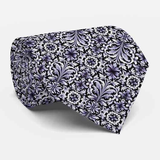 Cravate Turquoise, bleu ou violet Motif Art déco (Roulé)