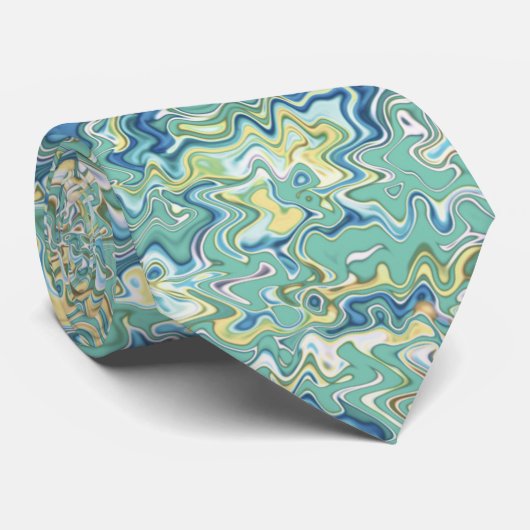 Cravate Turquoise bleu turquoise vert chic Motif unique (Roulé)