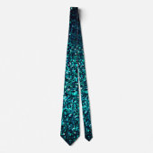 Cravate Turquoise Bleu Vert Paillettes Abstrait Anniversai (Devant)
