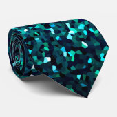 Cravate Turquoise Bleu Vert Paillettes Abstrait Anniversai (Roulé)