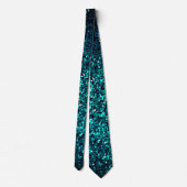 Cravate Turquoise Bleu Vert Paillettes Abstrait Anniversai (Dos)