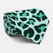 Cravate Turquoise Blue Empreinte de léopard Punk Rock Crav (Roulé)