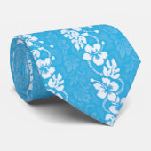Cravate Turquoise Blue Hawaiian Hibiscus Mariage (Roulé)