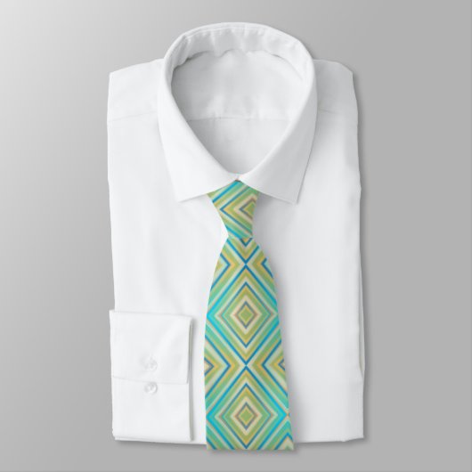 Cravate Turquoise Blues Alternative Diamond Motif (Attaché)