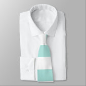 Cravate Turquoise clair et blanc Large Horizontal rayé (Attaché)