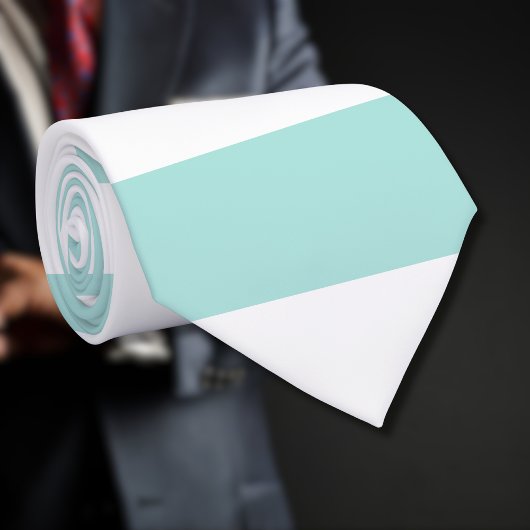 Cravate Turquoise Clair et Blanc Larges Rayures Horizontal