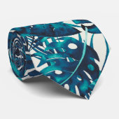 Cravate Turquoise Cyan Green Tropical Palm Feuille Summer  (Roulé)