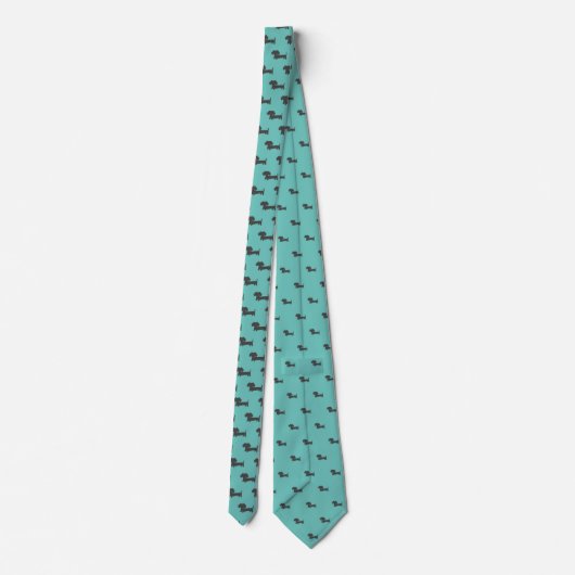 Cravate Turquoise Dachshund Papa Accessoire Necktie Cravat (Dos)