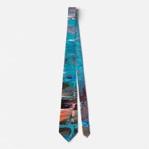 Cravate turquoise d'art abstrait