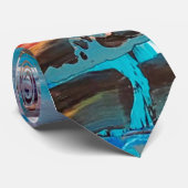 Cravate turquoise d'art abstrait (Roulé)