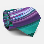 Cravate turquoise de tourbillons verts et violets (Roulé)
