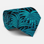 Cravate Turquoise & Deep Blue Tropical Palm Feuilles (Roulé)