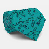 Cravate turquoise Doodle Turtle (Roulé)