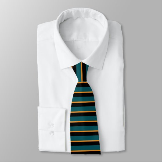 Cravate turquoise en noir et or horizontalement (Attaché)