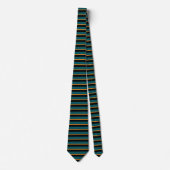 Cravate turquoise en noir et or horizontalement (Devant)