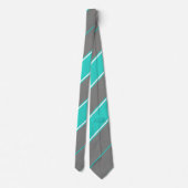 Cravate turquoise et argentée diagonalement rayée (Dos)