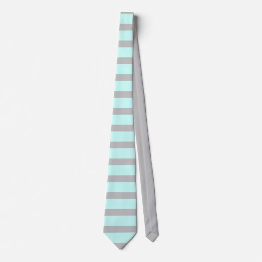 Cravate Turquoise et gris rayé  (Devant)
