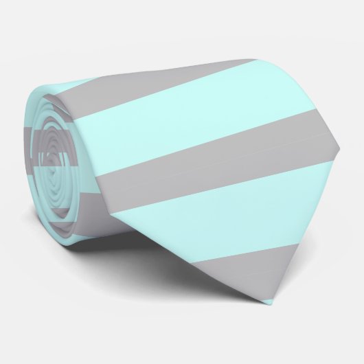 Cravate Turquoise et gris rayé  (Roulé)
