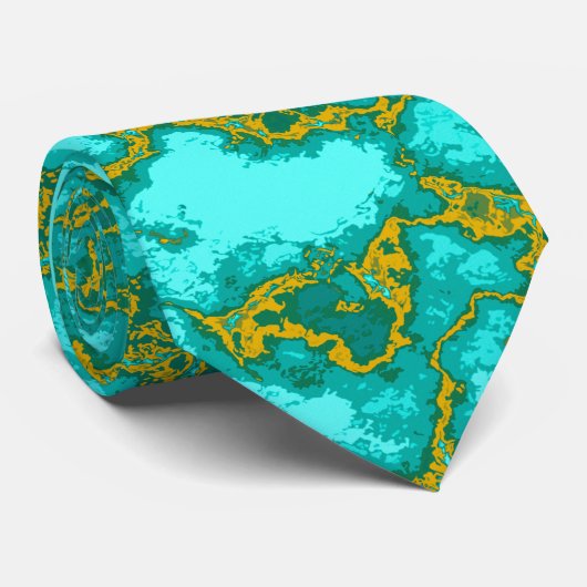 Cravate Turquoise et or (Roulé)