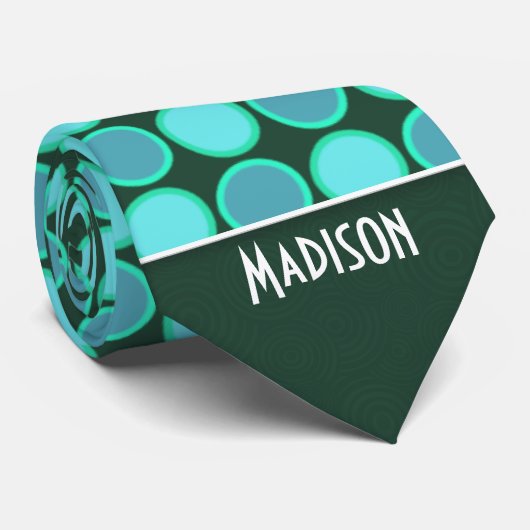 Cravate Turquoise et pois vert (Roulé)