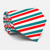Cravate turquoise et rouge à répartition horizonta (Roulé)