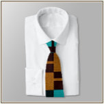 Cravate Turquoise géométrique Noir et Brown<br><div class="desc">Décor géométrique turquoise et noir clair/brun foncé. Moderne et moderne.</div>