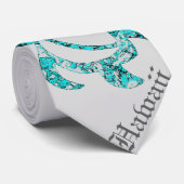 Cravate Turquoise Hawaï Honu abstrait de LineA (Roulé)