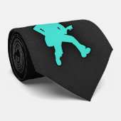 Cravate Turquoise ; Lecteur de guitare bleu vert (Roulé)