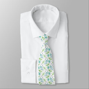 Cravate Turquoise mixte, vert Feuille Motif d'aquarelle