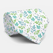 Cravate Turquoise mixte, vert Feuille Motif d'aquarelle (Roulé)