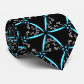 Cravate *~* Turquoise & Noir Motif tendance main tiré (Roulé)