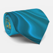 Cravate Turquoise Or Marbré Doré (Roulé)