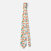 Cravate Turquoise Orange Rectangles Motif du milieu du siè (Devant)