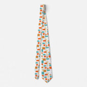 Cravate Turquoise Orange Rectangles Motif du milieu du siè (Dos)