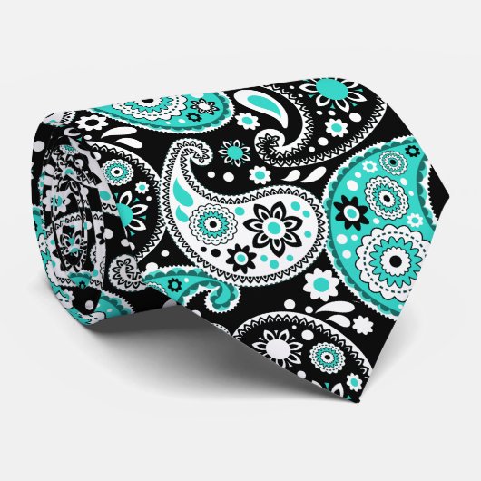 Cravate Turquoise Paisley Fancy Country Western Rancher (Roulé)
