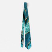 Cravate Turquoise Parties scintillant d'or bleu brillant T (Dos)