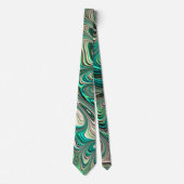 Cravate Turquoise Paua Abalone Shell Fractal Motif Abstrai (Devant)
