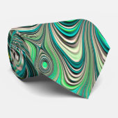 Cravate Turquoise Paua Abalone Shell Fractal Motif Abstrai (Roulé)